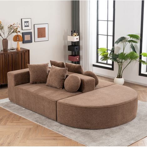 Sofá cama modular chenilla marrón sin montaje OKMYHOME (1/5)