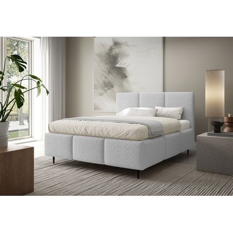 Polsterbett Schlafzimmerbett MIAMI Komplettset 180x200cm in Stoff Lambi Hellgrau