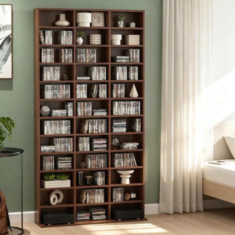 Moderner Standregal,Vielseitiges Aufbewahrungsregal,Hochregal mit vielen Fächern,für Bücher,CDs und Deko im Wohnzimmer oder Arbeitszimmer(nur mit Standregal) (1/5)