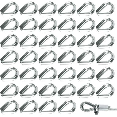 50 Pezzi M2 Codici di Cavo Metallico in Acciaio Inossidabile 304 Cosse Coeur per Cavo Acciaio per Cavo Metallico 2mm