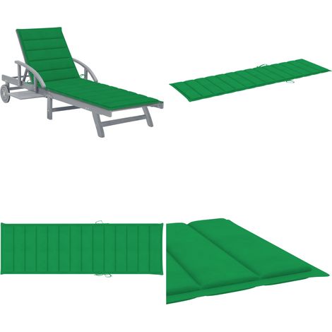 Chaise longue de jardin avec coussin Bois d'acacia solide - Chaise Longue Jardin - Chaise Longue Bois - Transat - Mobilier De Jardin - Salon De Jardin - Home & Living (1/5)