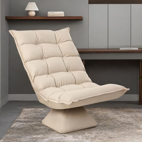 Canapé beige en tissu en velours microfibre 62 x 70 x 95 cm (1/5)