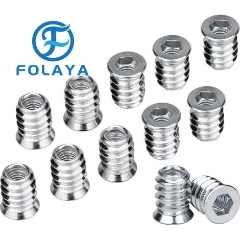 FOLAYA 100 Pcs Vis à Tête Fraisée, Manchons à Visser Prodessionnels, Kit d'Assortiment Vis M6 x 15 mm Insert à Visser Insert fileté (1/4)
