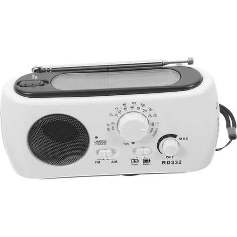 Radio d'urgence Solaire à Manivelle Multifonctionnelle Blanche (1/5)