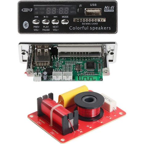 Deux accessoires : une carte de décodage MP3 Bluetooth, un module de lecteur de décodage et un filtre passif pour haut-parleur de 130 W (2 filtres passifs, 8 ohms haut et bas). (1/5)