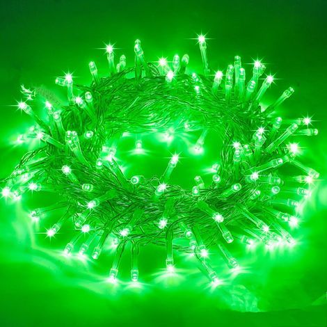 Guirlande lumineuse verte à 400 LED pour décorations d'Halloween, 50 m, fil transparent pour intérieur et extérieur (1/5)