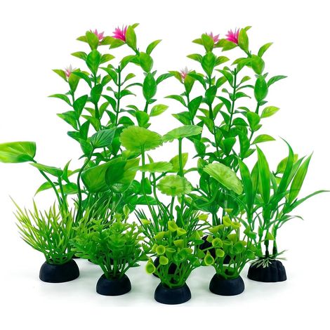 Plante Artificielle Aquarium Deco, 14 Pièces Vert Plantes Terrarium Plante Décoration pour Aquarium Poissons (1/5)