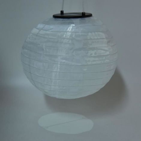 Lanterne solaire LED - - Blanc - Nylon imperméable - Diamètre 20cm - Éclairage 12h (1/4)