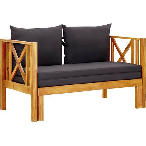 Banc de jardin 2 places Banquette de Jardin - Mobilier de jardin et coussins 122 cm Bois d'acacia massif BV251393 - BonneVie (1/5)