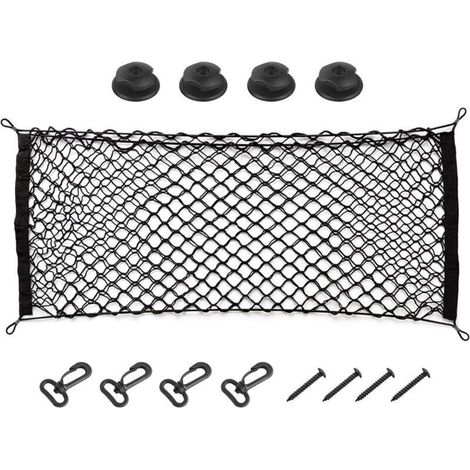 Filet de rangement élastique réglable pour coffre de voiture, filet de rangement pour coffre, ajustement universel pour voiture, véhicule, SUV (35,4" x 15,8") (1/3)