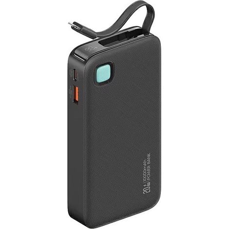 Usams Powerbank mit einziehbarem Lightning-Kabel, 10000 mAh, PD 20W Schnellladung, XY-Serie, Schwarz/Schwarz, 10KCD22501 (US-CD225) (1/5)