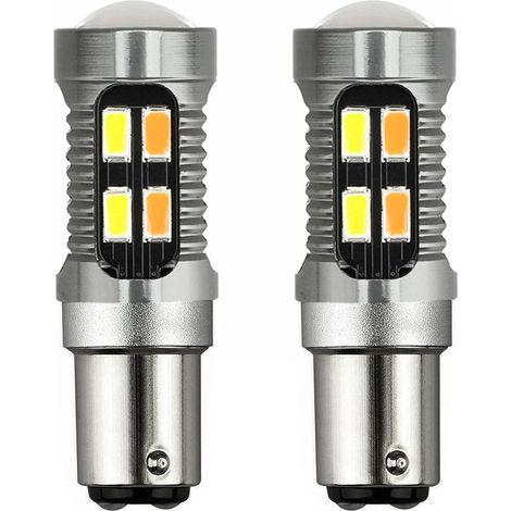 2X LumièRe LED Double Couleur Ampoule 1157 BAY15D P21/5W 5630 20SMD Canbus Frein de Voiture Feu de Recul Clignotant Blanc A