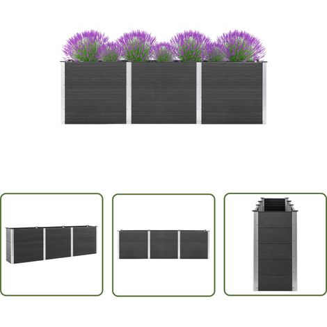 The Living Store Plate-forme surélevée de jardin 300x100x91 cm WPC Gris - Jardinière Surélevée - Pot De Fleurs Extérieur - Bac À Plantation - Décoration Jardin - Lit De Jardin (1/5)