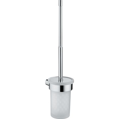Scopino WC con manico telescopico e ciuffo in setole da muro in alluminio, ottone e Cromall A133-03 Gedy serie AZZORRE Cromato (1/2)