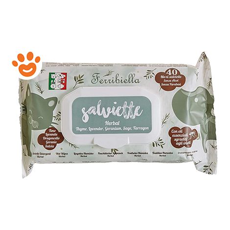 Ferribiella Dog & Cat Salviette Detergenti Herbal - Ferribiella Dog & Cat Salviette Detergenti Herbal - Confezione da 40 Salviette