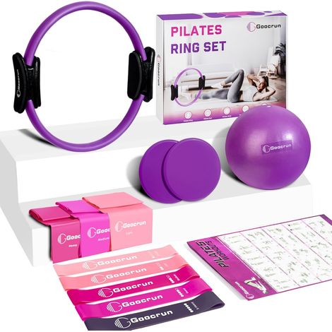 Pilates Ring Set Exercise Equipment, with Exercise Resistance Bands Set (1/5)