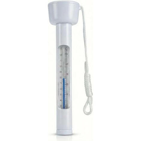 Thermomètre d’eau flottant blanc avec cordon, lecture facile et résistant aux chocs. Accessoire pour piscines, spas, jacuzzis et aquariums intérieurs (1/5)