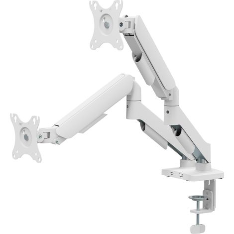 Support écran PC à ressort mécanique 2 écrans PC 17"-32", Blanc