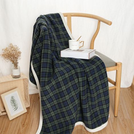 Plaid - Couverture En Polaire - 100 x 140 cm - Pour Canapé Bureau Ou Extérieur - Verte - 1 Pièce (1/5)