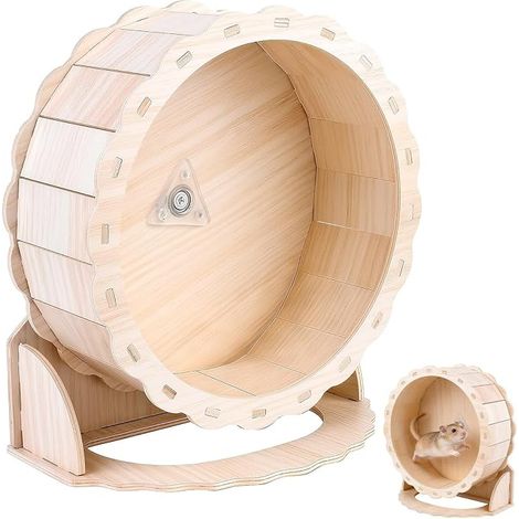 Roue Hamster Roue Hamster Silencieuse 23 CM Bois, avec Surface de Course Fermée en Liège Roulement à Billes Exercice Sûr pour Hamsters Gerbilles Souris de Compagnie (1/5)