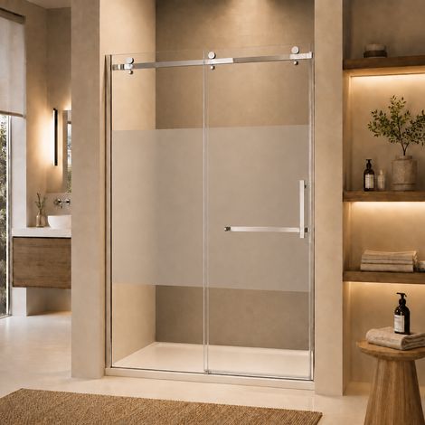 Paroi de douche sablée poignée à droite (1/5)