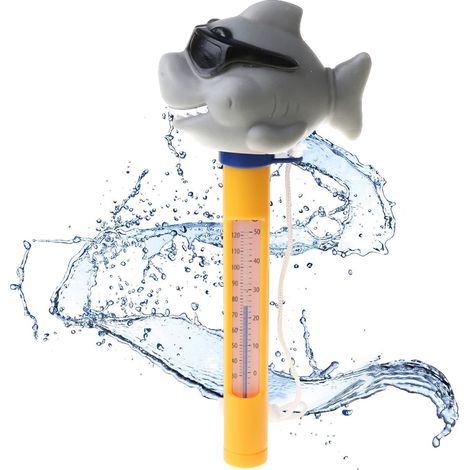 Thermometre Piscine, Thermomètre Flottant, Thermomètre de Piscine Flottant, Pool Thermometre avec Ficelle, Lectures Précises et Faciles pour la Température de L'eau pour Spas, Aquariums (Requin) (1/5)