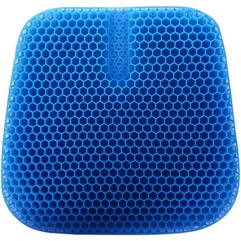 oussin de Siège en Gel, Nid d'abeille à Doubles Couches, Respirant pour la Voiture,Le Bbureau et au Domicile，Bleu