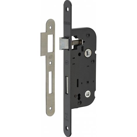 Thirard – Serrure encastrable NF à condamnation salle de bain – Axe 40mm – Entraxe 70mm – Pêne réversible sans démontage – Têtière acier bouts ronds