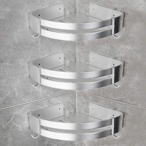 BUNTHAUS Lot de 3 Etagères de Douche en Aluminium avec Crochets sans Perçage Etagère d’Angle de Douche (1/5)