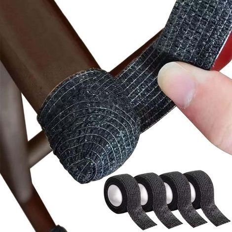 Chaussettes pour pieds de meubles – Protège-pieds de chaise pour sols durs et carrelages, housses antidérapantes, réduction de bruit, lot de 4 (noir) (2,5 cm × 4 m) (1/5)