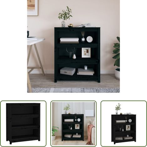 Étagère en bois - Bibliothèque Noir 80x35x97 cm Bois de pin massif (1/5)