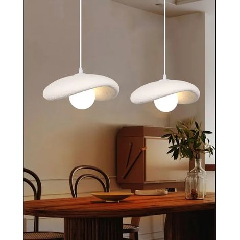 2pcs Moderne Suspension Luminaire LED,30cm Lustre Vintage Abat-jour en Ciment Blanc Lampe de Plafond G9 Ampoule,Lumière (1/5)