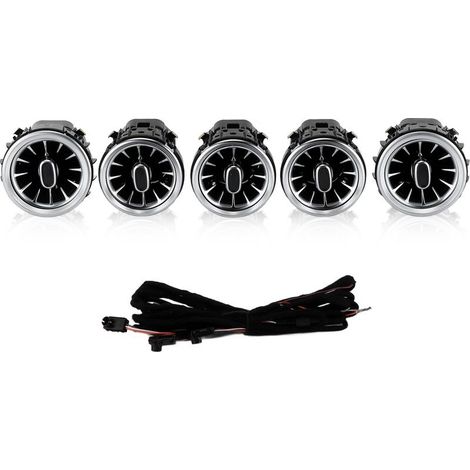 Keenso Lot de 5 éclairages D'ambiance Turbo 3 Couleurs, Kit D'éclairage D'ambiance à LED pour Grille D'aération de Turbine Avant, pour Classe C GLC W205 X253 2015-2018. (1/5)