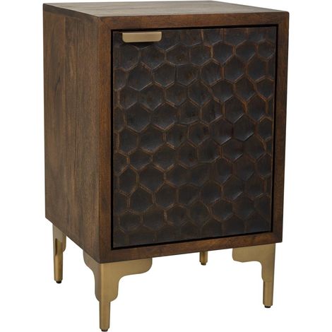 Mesita de madera y metal de 1 puerta marron 40x35x60 (1/5)