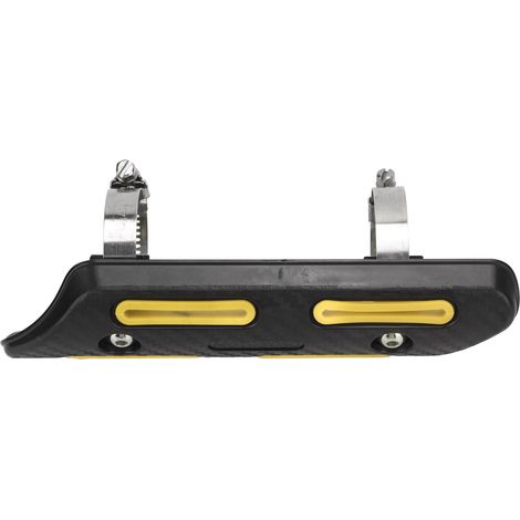 Pare-chaleur de tuyau d'échappement (jaune) adapté aux motos à quatre temps, aux véhicules tout-terrain, aux véhicules polyvalents et aux véhicules hors route. (1/5)