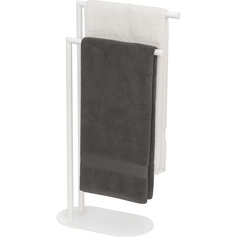 Relaxdays Portasciugamani a 2 Bracci Sfalsati, Piantana da Bagno, HLP: 78,5x38,5x17 cm, Porta (1/5)