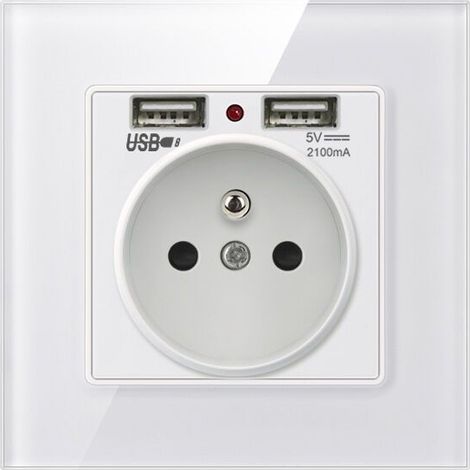 Prise électrique murale avec double USB – Chargeur 5V/2100mA – Installation facile – Pour appareils numériques et électriques (1/5)