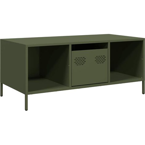 Maison Exclusive - Tavolino Verde Oliva 101,5x50x43,5 cm Acciaio Laminato a Freddo