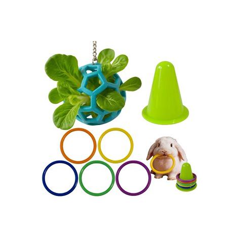 Lot de 2 Jouet Lapin Balle Légumes et Anneau d'Entraînement, Puzzle Intelligence pour Cochon d'Inde Écureuil Tortue Hamster et Rongeur (1/4)