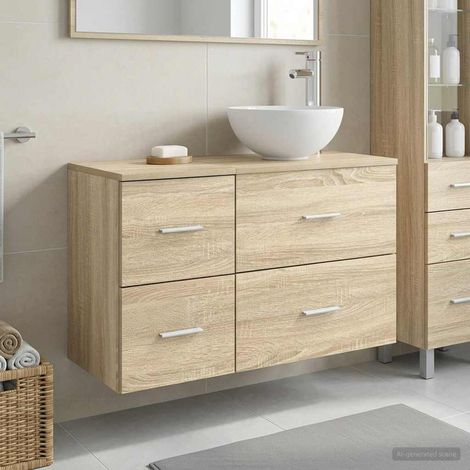 vidaXL Set di mobili per il bagno 2 pcs Rovere Sonoma