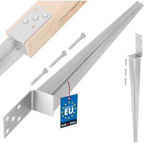 KOTARBAU® Support Poteau Bois - Pied de Poteau - 600 mm - Acier Galvanisé - 60 x 110 mm - Argent - pour Clôtures - Pavillons - Pergolas - Résistant à la Corrosion (1/5)