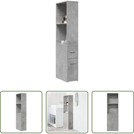 Armoire de rangement - Armoire de salle de bain étroite avec roulettes gris béton (1/5)