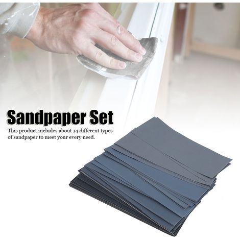 Kit de 42 feuilles de papier abrasif (grains 120 à 3000) pour le ponçage et le polissage. (1/4)