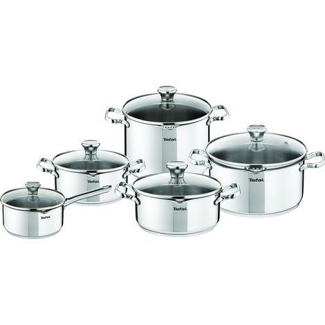 Tefal Duetto On, Batterie de cuisine 9 pièces, Casserole 16 cm, Faitouts 18/20/24 cm + couvercles, Pasta Pot 22 cm + couvercle