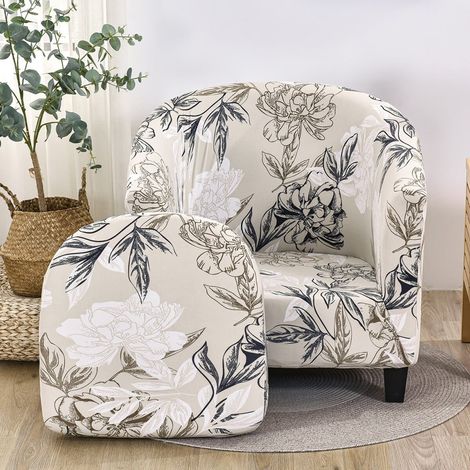 Housse De Fauteuil Club - Polyester Extensible Respirant - Pour Fauteuil Simple Hauteur Dossier 60-75 Cm Largeur Base 60-70 Cm - 1 Pièce (1/5)