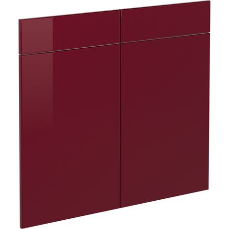 Frente de cocina R-Line, Rojo de alto brillo, 79.2 x 70.8 cm frente de mueble para mueble bajo con cajones, Vicco (1/5)
