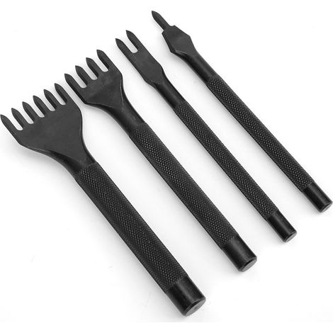 4-teiliges Meißelset mit Zinken, Lederhandwerkswerkzeug, DIY-Werkzeug, schwarz galvanisiert, 5 mm (1/5)