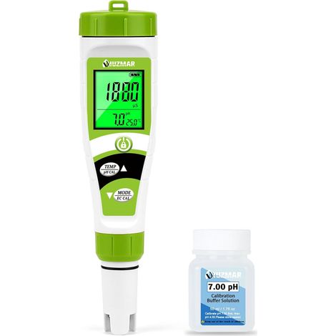 pH Mètre 4 en 1 Testeur pH Piscine Électronique Testeur de pH et PPM avec Affichage Simultané Testeur pH EC pour Piscine Aquarium Eau Potable (1/5)