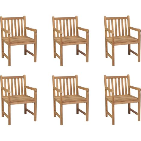 Lot de 6 Chaises de jardin - Chaise d'extérieur pour terrasse/jardin Bois de teck solide BV955441 - BonneVie (1/4)