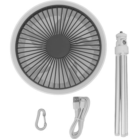 Ventilateur de Camping Portable 10000mAh avec Lumière, 3 Vitesses et Minuterie pour Extérieur - Blanc (1/5)